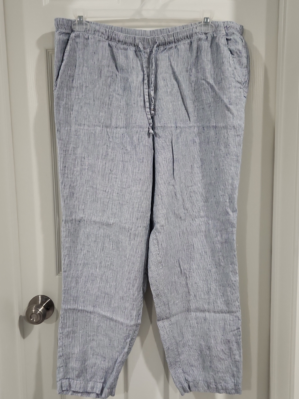 J. Jill Light Blue Wide-Leg Linen-Blend Pants